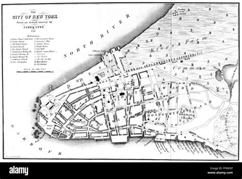 New York City Map 1728 Nengraving After A Survey By James Lyne