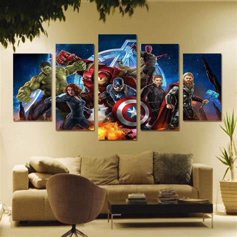 5 Panel Canvas Avengers Animation Painting Wall Art Room Decor