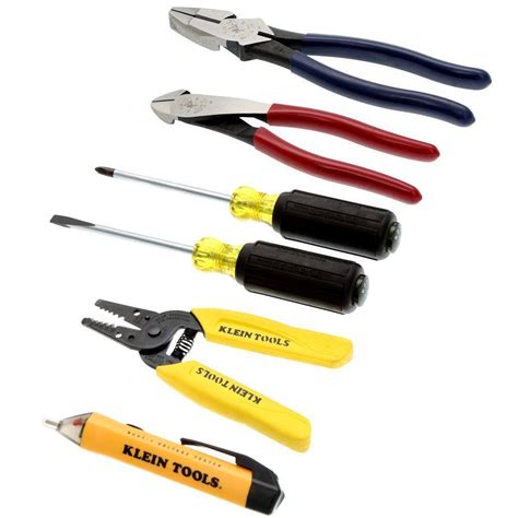 Klein Tools 6 Piece Electrician Tool And Test Kit 92500 The Home Depot