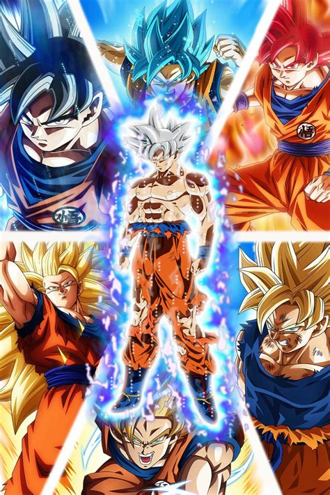 Dragon Ball Zsuper Poster Goku From Ssj To Ultra 12in X 18in Free