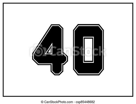 40 Number Classic American College Style Font Uniform Letter In Black
