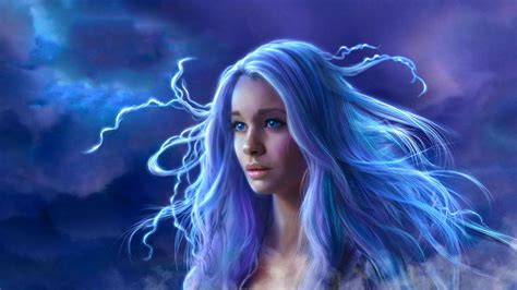 Blue Eyes Blue Hair Fantasy Girl Long Hair Woman Wallpaper Hd Fantasy Girls Wallpapers 4k