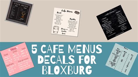 Bloxburg Cafe Menu Ids Decals Codes Cafe Coffee Shop Menu Decals Ids