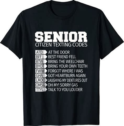 funny senior citizen texting codes shirt funny grandma t clothing