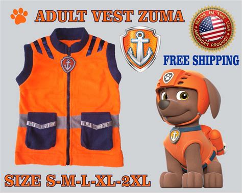 Adult Vest Zuma Paw Patrol Ryder Vest Halloween Party T All Etsy