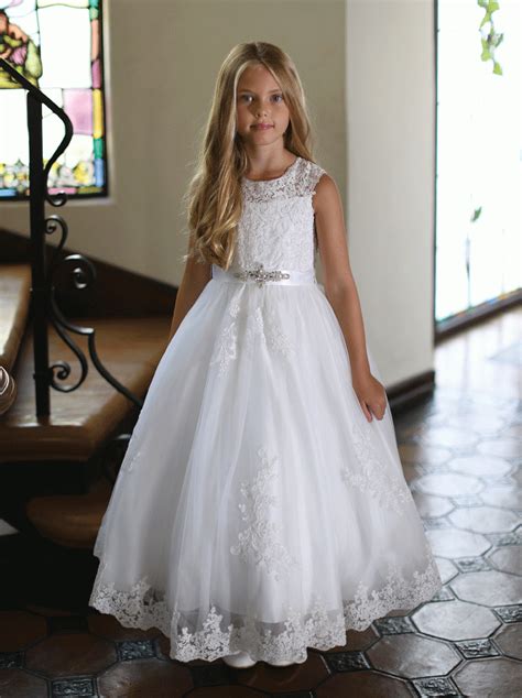 First Communion Dress With Sequin Trimmed Lace