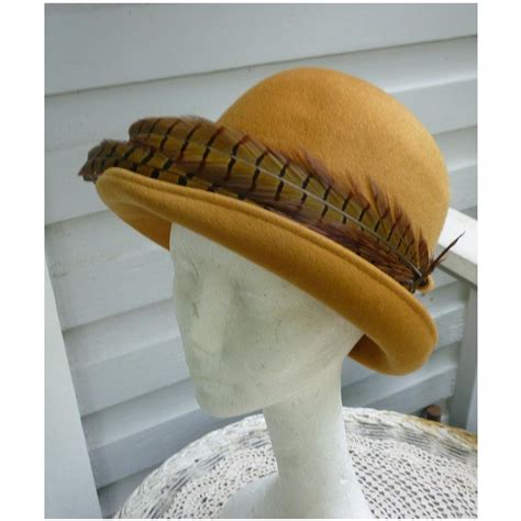 Elaborate Feathers Trim Vintage Tan Wool Felt Hat From Chezmarianne On
