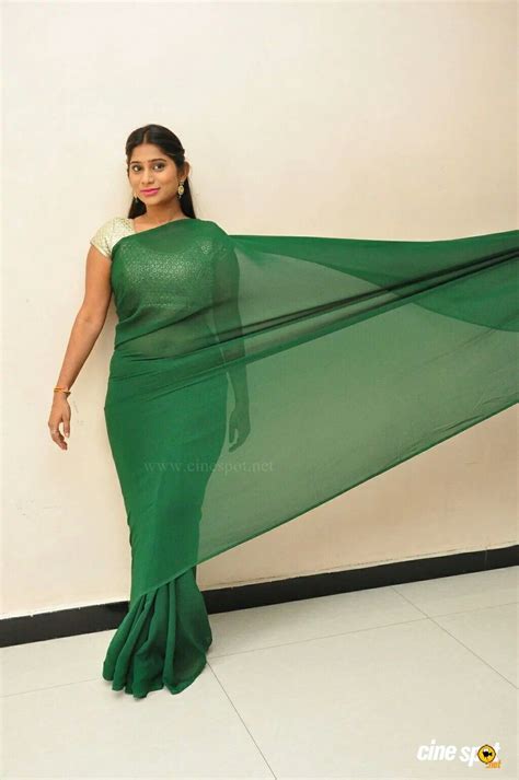 Pin By Glamour Gurls On Mithuna The Southern Underrated S Green Saree Hottest Pic Saree