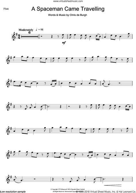 Burgh A Spaceman Came Travelling Sheet Music For Flute Solo