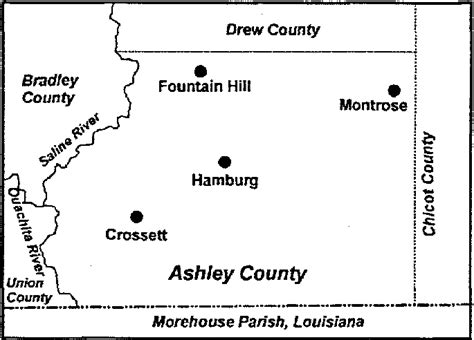 Fig L Location Of Ashley County And Key Cities And Villages Only The