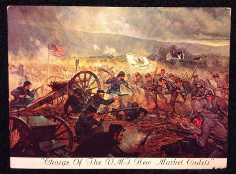 Vtg Postcard New Market Civil War Battle Charge Of The Vmi