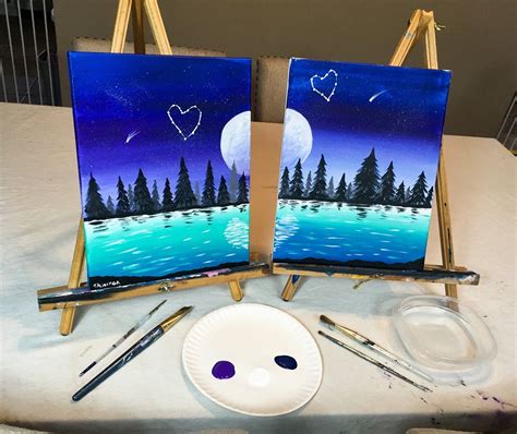 Couples Painting Date Night At Home Paint And Sip Couple S Edition Friend Painting Wine And