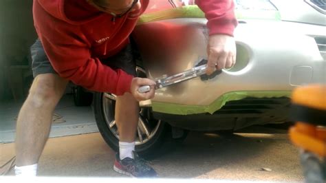 For dents on large surfaces such as the roof or hood, you can wrap a wooden block in an old towel and place it on the side opposite the dent. Plastic front bumper dent reshaping - YouTube
