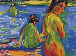 Ernst Ludwig Kirchner (1880-1938) , Im See badende Mädchen, Moritzburg ...