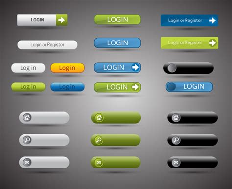 Website Buttons Sets Design With Horizontal Shapes Vectors Graphic Art