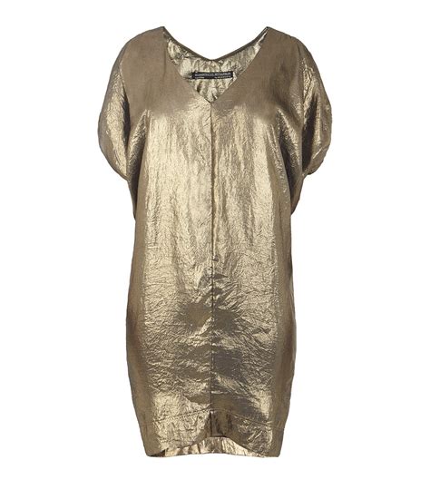 Allsaints Camile Shinco Dress In Gold Metallic Lyst