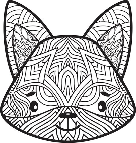Mandala Fox Face Coloring Page Download Print Now
