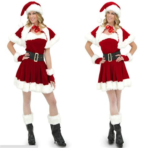 2018 New High Quality Hot Selling Red Long Sleeve Christmas Costumes Sleigh Hottie Santa Costume
