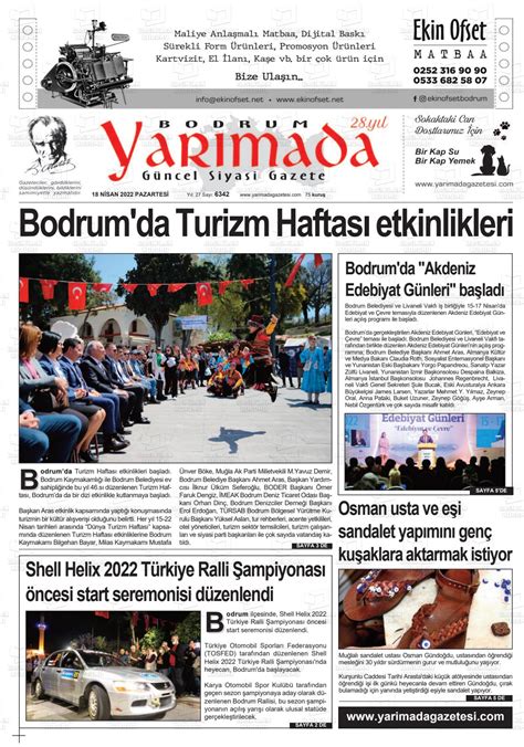 18 Nisan 2022 tarihli Bodrum Yarimada Gazete Manşetleri