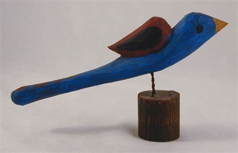 Hand Carved Painted Wooden Folk Art Blue Bird By Phillip Gottshall From