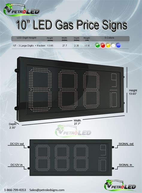 Gas Price Led Sign Digital 10 Red With 4 Large Digits 5 Year