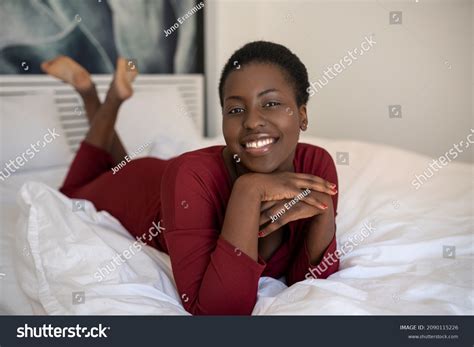 Portrait Beautiful Black African Woman Laying Stock Photo 2090115226