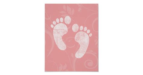 Pinkwhite Baby Footprints Poster Zazzle