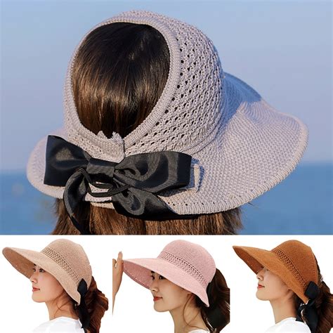 Travelwant Women Sun Visors Foldable Straw Hats Summer Beach Packable