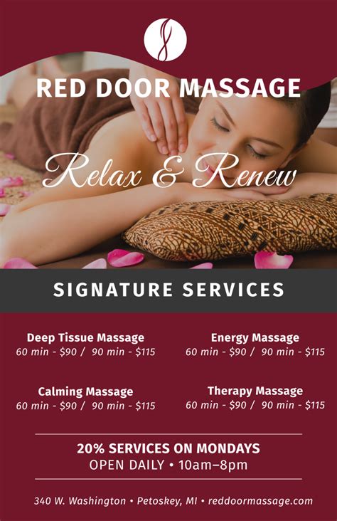 Printable Massage Price List Template Printable Templates