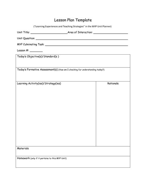 Format Of A Daily Lesson Plan Printable Templates