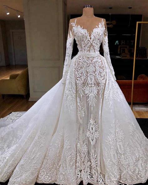 Buy the best long sleeves wedding dresses on tbdress. Luxury Mermaid Wedding Dress With Detachable Overskirt ...