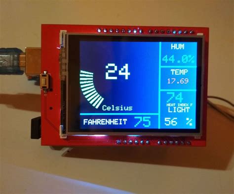 24 Tft Arduino Weather Station With Multiple Sensors Arduino Weather Station Arduino Projects