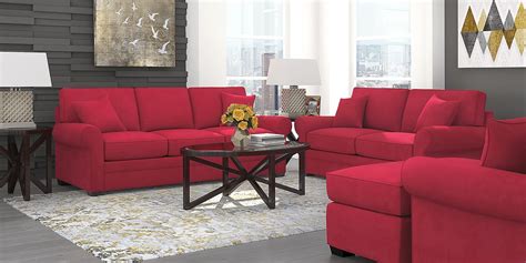 Cindy Crawford Bellingham 5 Pc Cardinal Red Microfiber Living Room Set