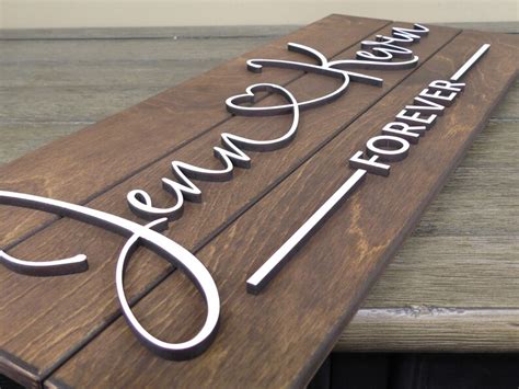 Wooden Sign Couples Name Sign Custom Wood Sign Forever Etsy