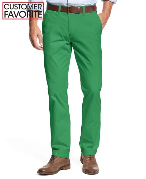 Tommy Hilfiger Custom Fit Chino Pants In Green For Men Lyst