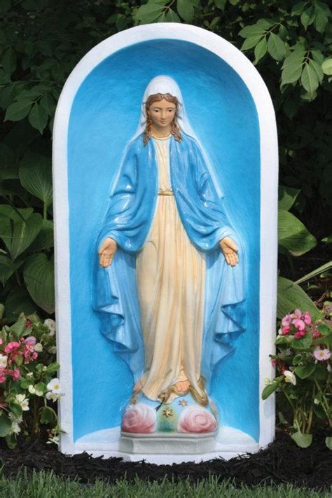 Blessed Mother Mary In Grotto Statue Colored
