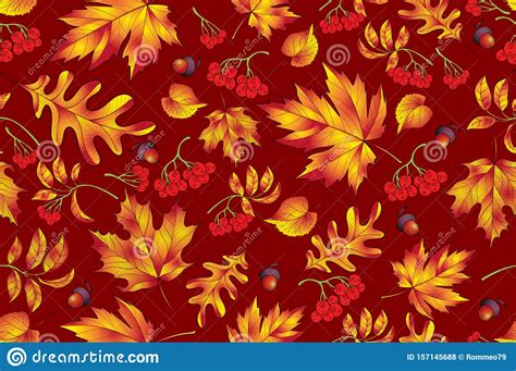 Autumn Seamless Pattern With Leaf Background Texture Cute Backdrop