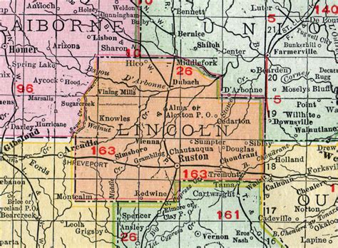 Lincoln Parish Louisiana 1911 Map Rand Mcnally Ruston Choudrant