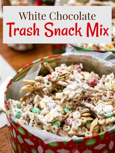White chocolate peppermint bark by chocolate, chocolate and more! White Chocolate Christmas Trash Snack Mix