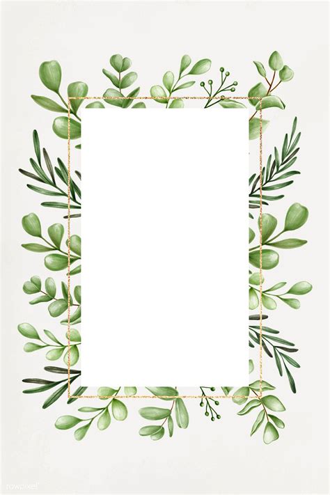 Green Leaves Frame With Watercolor Flower Wedding