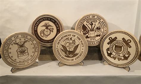 Official Military Service Branch Seals 12″ Round Wood Set Of 5