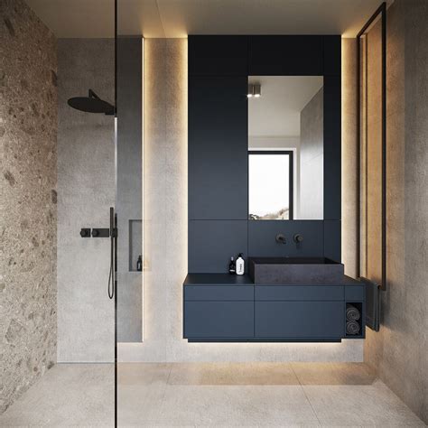 A Minimalist Home Earthy Modern And Masculine Bathroom Interior