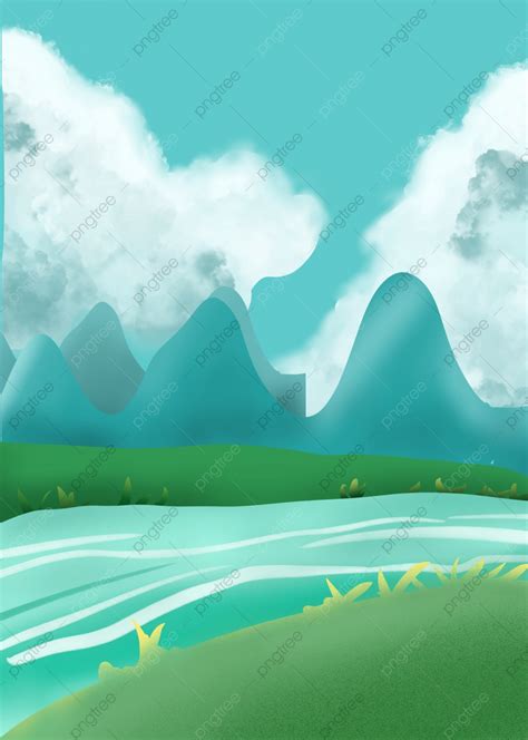Beautiful Mountains And Rivers Background Illustration, Background ...