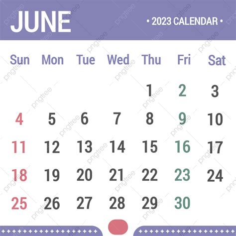 June 2023 Calendar White Transparent June 2023 Calendar Purple And Red
