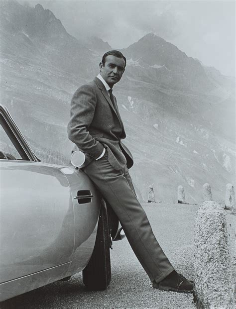 Sean Connery With Aston Martin Db5 During The Filming Of Goldfinger