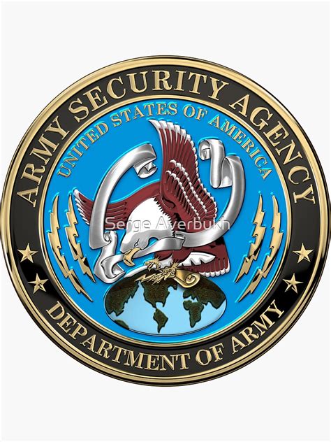 Us Army Security Agency Asa Emblem Over Blue Velvet Sticker For