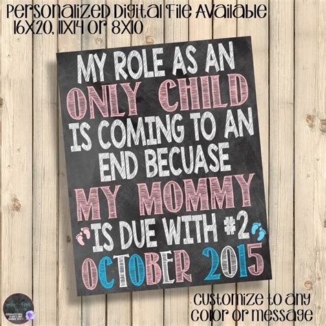 Only Child Expiring Chalkboard Pregnancy Announcement Sign Etsy