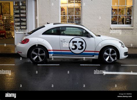 A Vw New Beetle In Herbie Livery Stock Photo Alamy