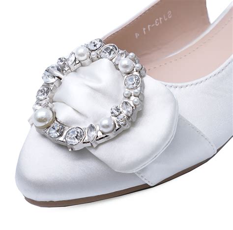 Womens White Satin Bridesmaid Wedding Bridal Bride Party Flat Shoes