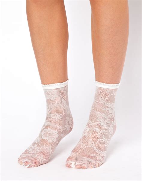Lyst Wolford Asos Lace Ankle Socks In White